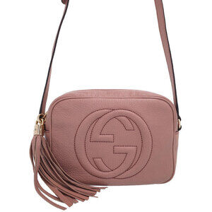 Gucci Soho Disco Pebbled Leather Interlocking GG Tassel Crossbody Bag Pink